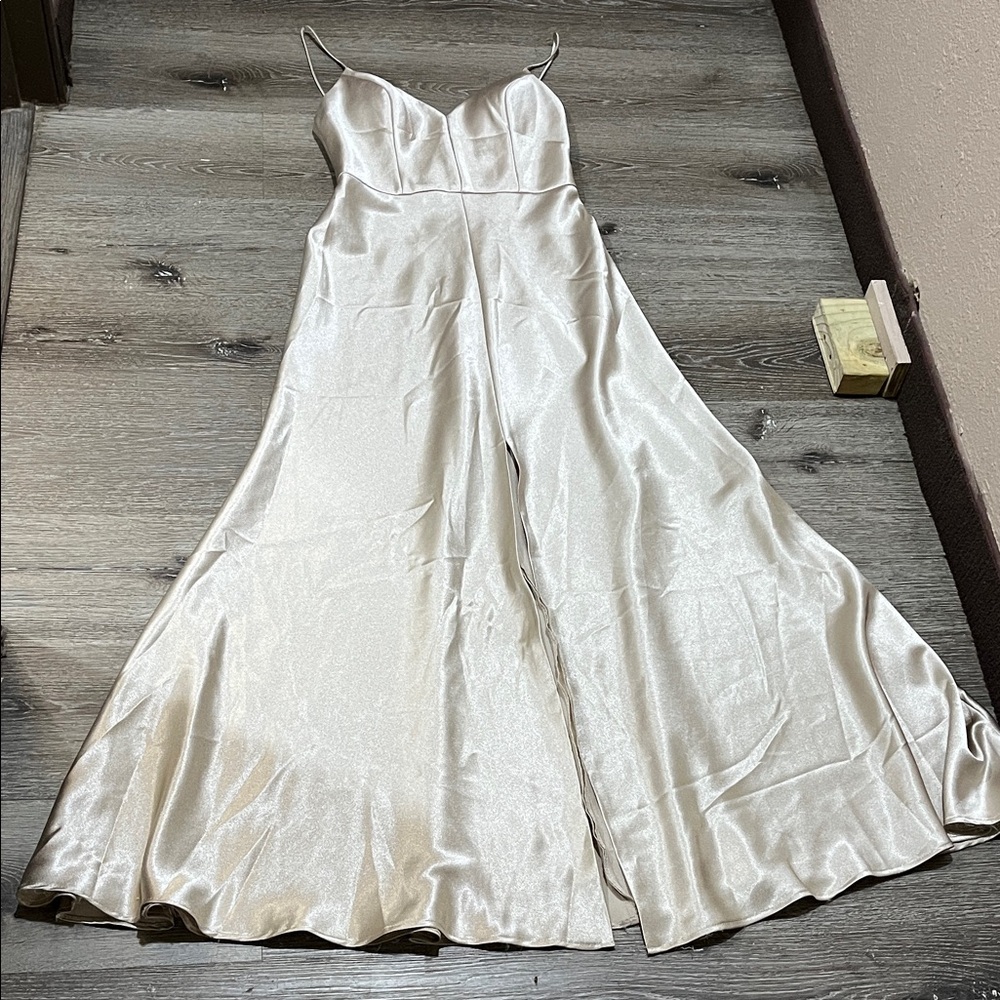 Elegant Satin Cream Jumpsuit
